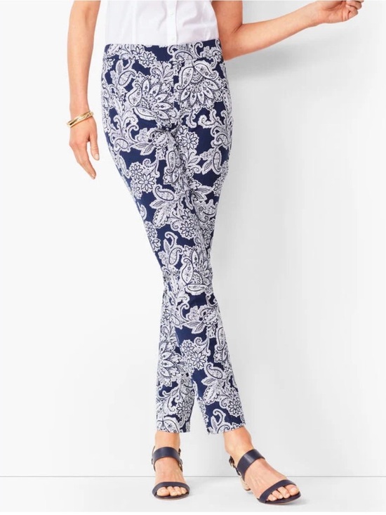 Talbots Pants - Talbots Navy and White Paisley Chatham Ankle Pants